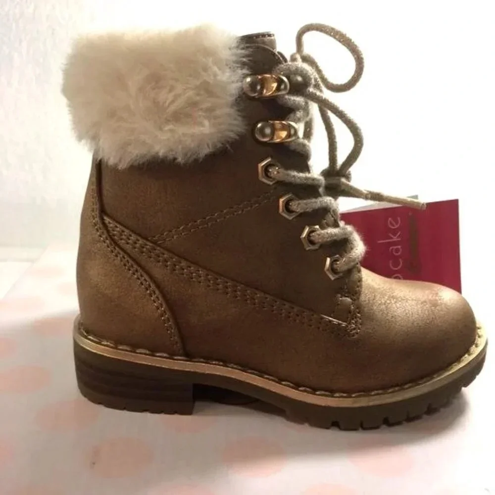 Cupcake Couture Shoes Baby Girls Size 6 M Brown Fur Lined Boots Style 701569  Ne